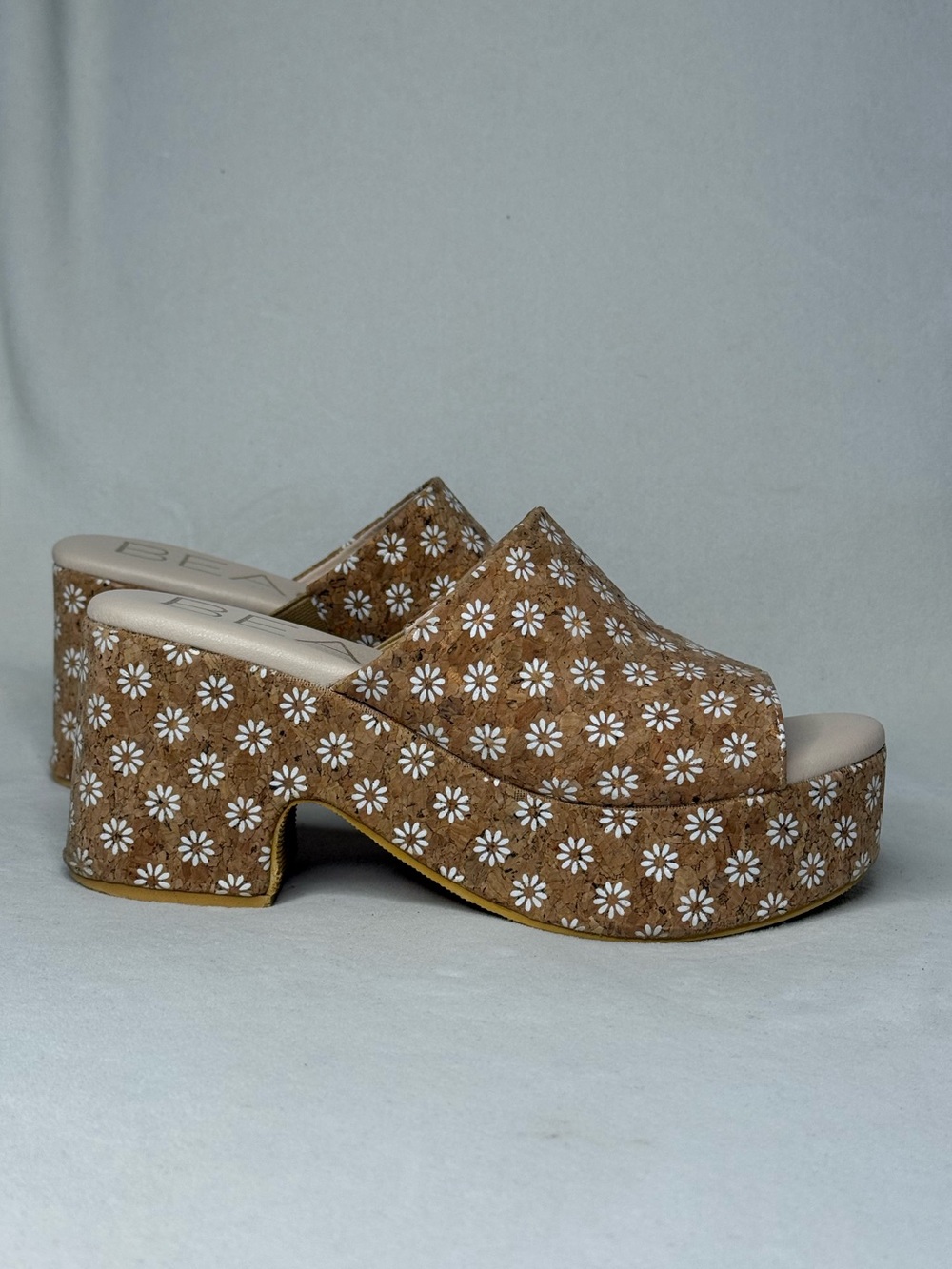 Brown Daisy Platform Clog Mules - Women's Slip-On Heels